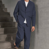 CARLO trousers linen cold navy