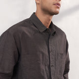 DARIO shirt linen coffee
