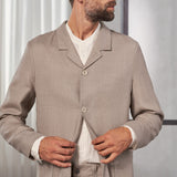 ELMAR blazer eco grid wool stone beige