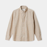 KEN shirt eco brushed oxford striped golden brown