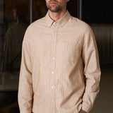 KEN shirt eco brushed oxford striped golden brown