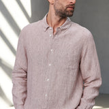 KEN shirt pure linen striped rust