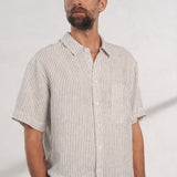 KLAAS shirt pure linen striped vintage navy