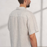 KLAAS shirt pure linen striped vintage navy