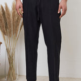MAX trousers winter linen black