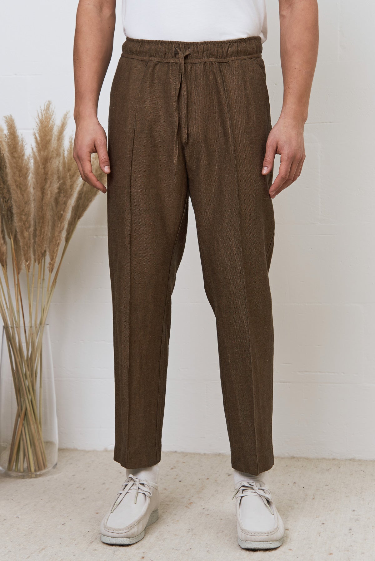 MAX trousers camel winter linen