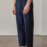 MAX trousers winter linen navy