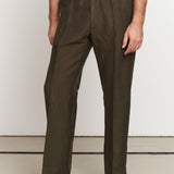 MAX trousers winter linen olive