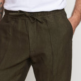 MAX trousers winter linen olive