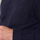 NATHAN shirt eco brushed cotton striped navy