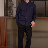 NATHAN shirt eco brushed cotton striped navy