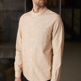 NATHAN shirt eco brushed oxford striped golden brown