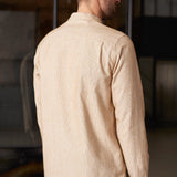 NATHAN shirt eco brushed oxford striped golden brown