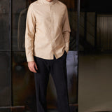 NATHAN shirt eco brushed oxford striped golden brown