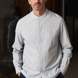 NATHAN shirt eco brushed oxford striped vintage blue