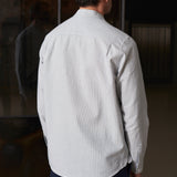 NATHAN shirt eco brushed oxford striped vintage blue