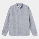 NATHAN shirt pure linen striped navy