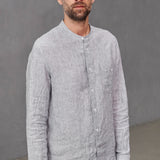 NATHAN shirt pure linen striped navy