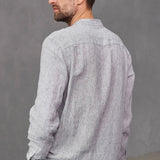 NATHAN shirt pure linen striped navy