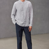 NATHAN shirt pure linen striped navy