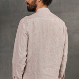 NATHAN shirt pure linen striped rust