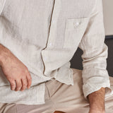 NATHAN shirt pure linen striped sand