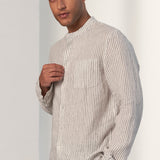 NATHAN shirt pure linen striped vintage navy