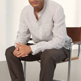 NATHAN shirt pure linen striped vintage navy