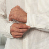 NATHAN shirt pure linen striped vintage sand