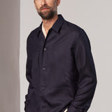 OWE overshirt eco grid wool navy