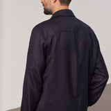 OWE overshirt eco grid wool navy