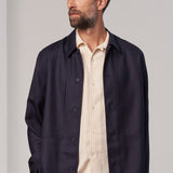 OWE overshirt eco grid wool navy