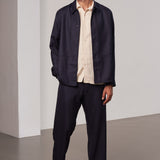 OWE overshirt eco grid wool navy