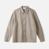 OWE overshirt eco grid wool stone beige