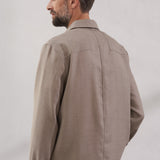 OWE overshirt eco grid wool stone beige