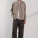 OWE overshirt eco grid wool stone beige