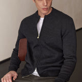 PAUL cardigan pure merino melange black