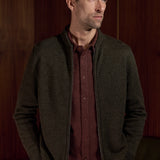 PAUL cardigan pure merino melange olive