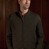 PAUL cardigan pure merino melange olive