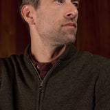 PAUL cardigan pure merino melange olive