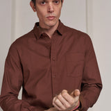 SIMON shirt eco crisp cotton marron
