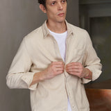 SIMON shirt eco flannel light sand