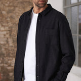 SIMON shirt eco flannel melange black