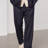 WABAN trousers eco grid wool navy