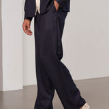 WABAN trousers eco grid wool navy