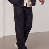 WABAN trousers eco grid wool navy