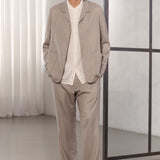 WABAN trousers eco grid wool stone beige