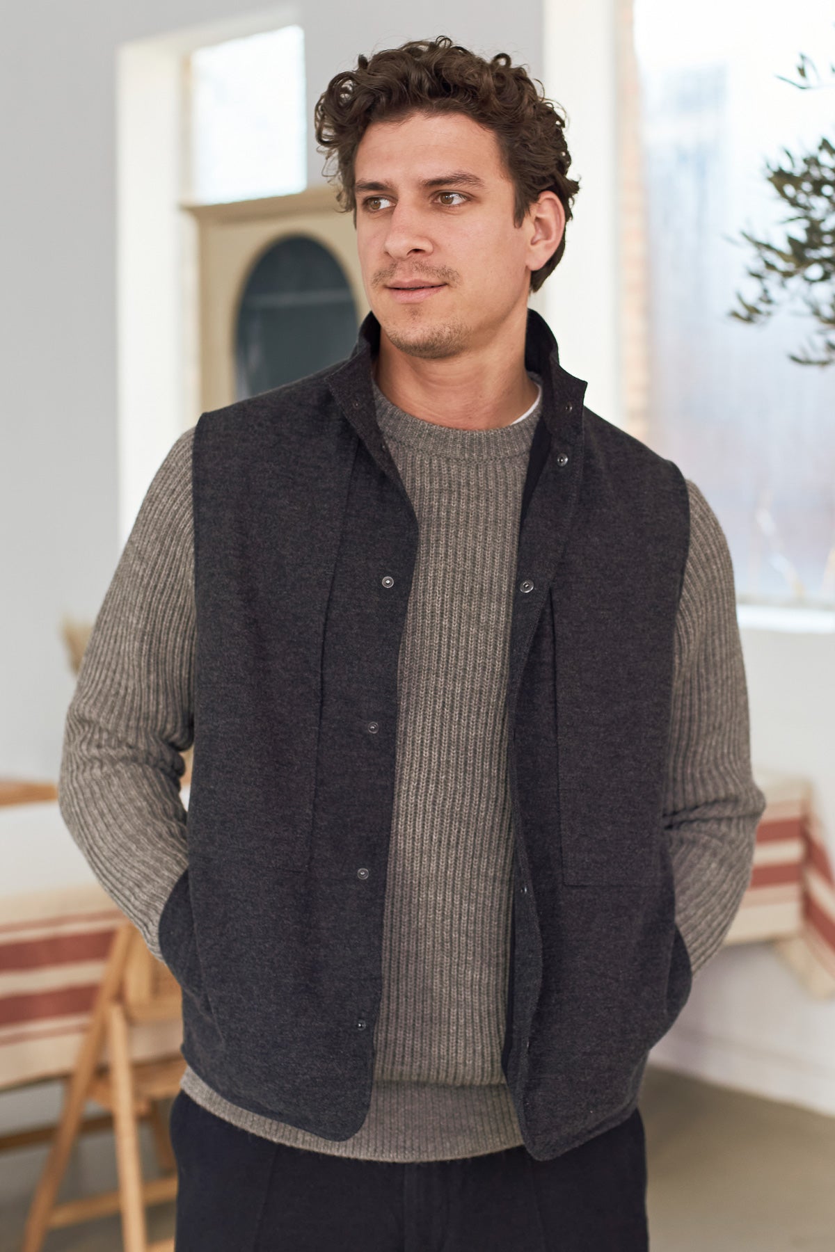 WENDEL vest eco coal flannel
