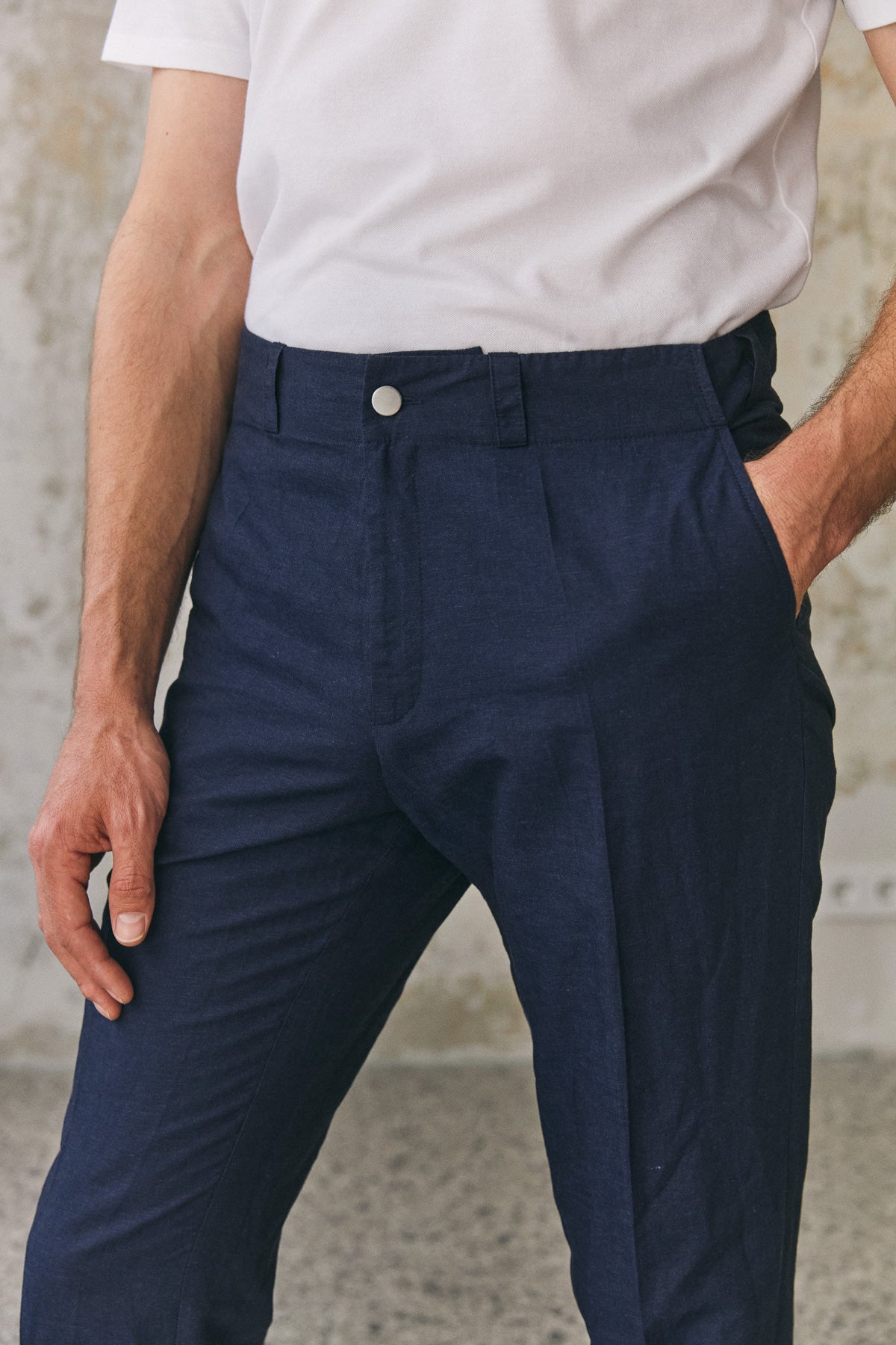 JOSTHA trousers navy linen