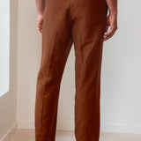 MAX trousers cognac winter linen